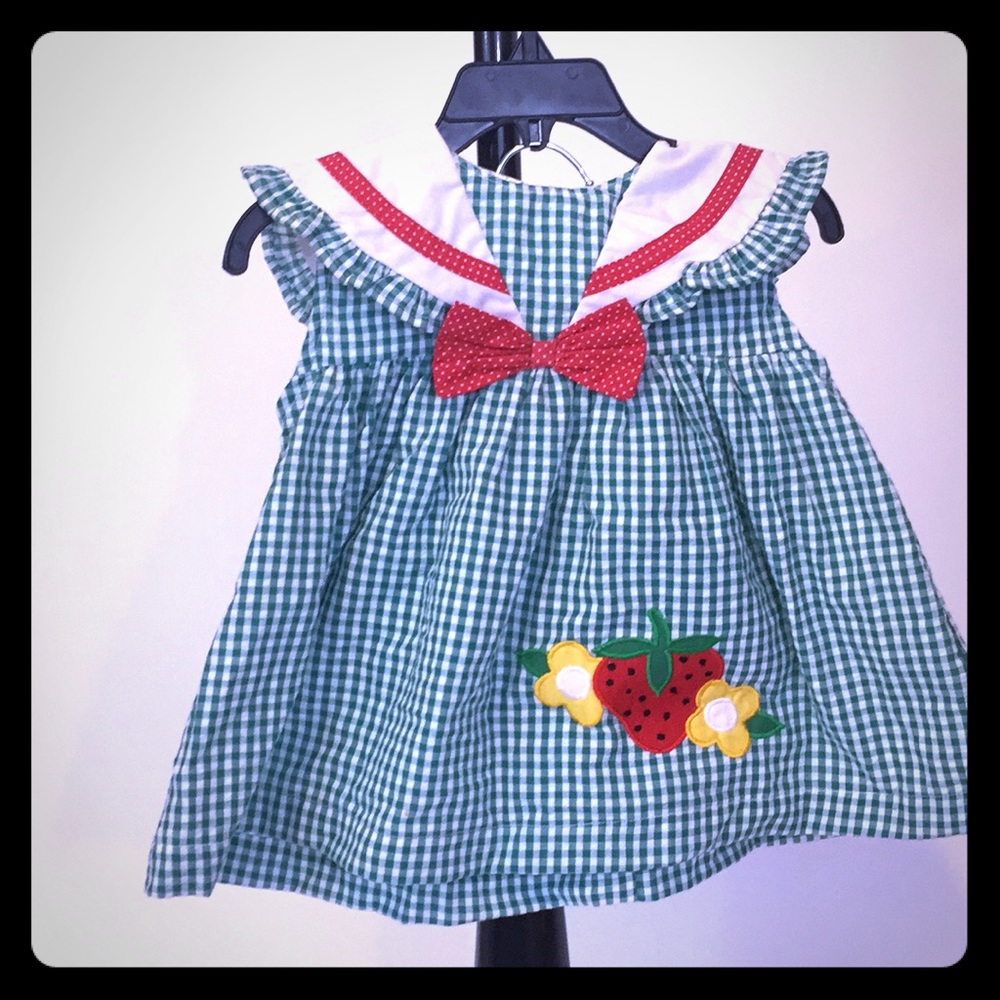 Green and White Gingham Dress with Bloomers - NWT